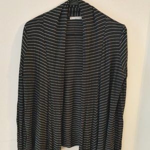 Women's Pinstriped Open Front Long Sleeve